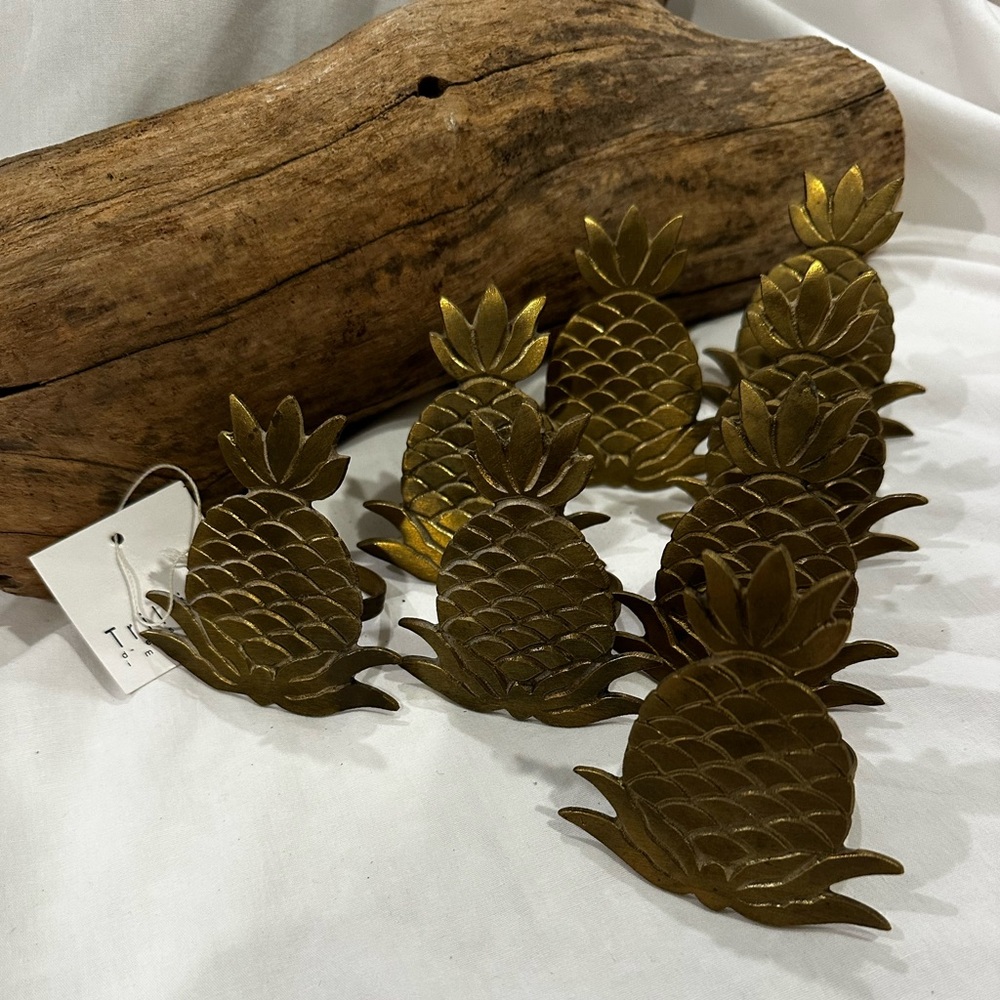Gold Tone Brass like Pineapple Napkin Rings